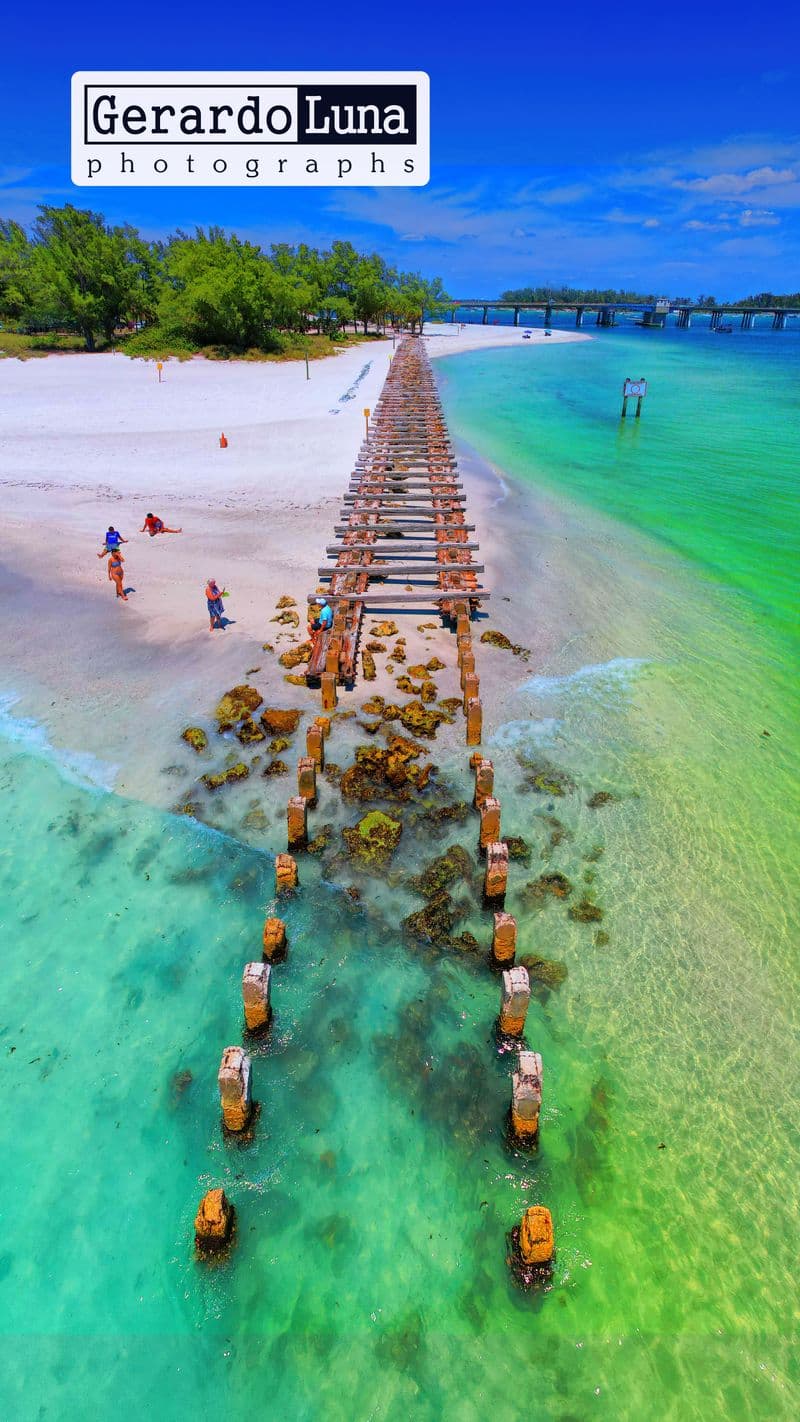 Dilapidated pier on the beach