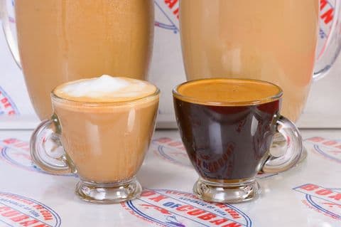 Cuban coffee duo, cafe con leche and colada