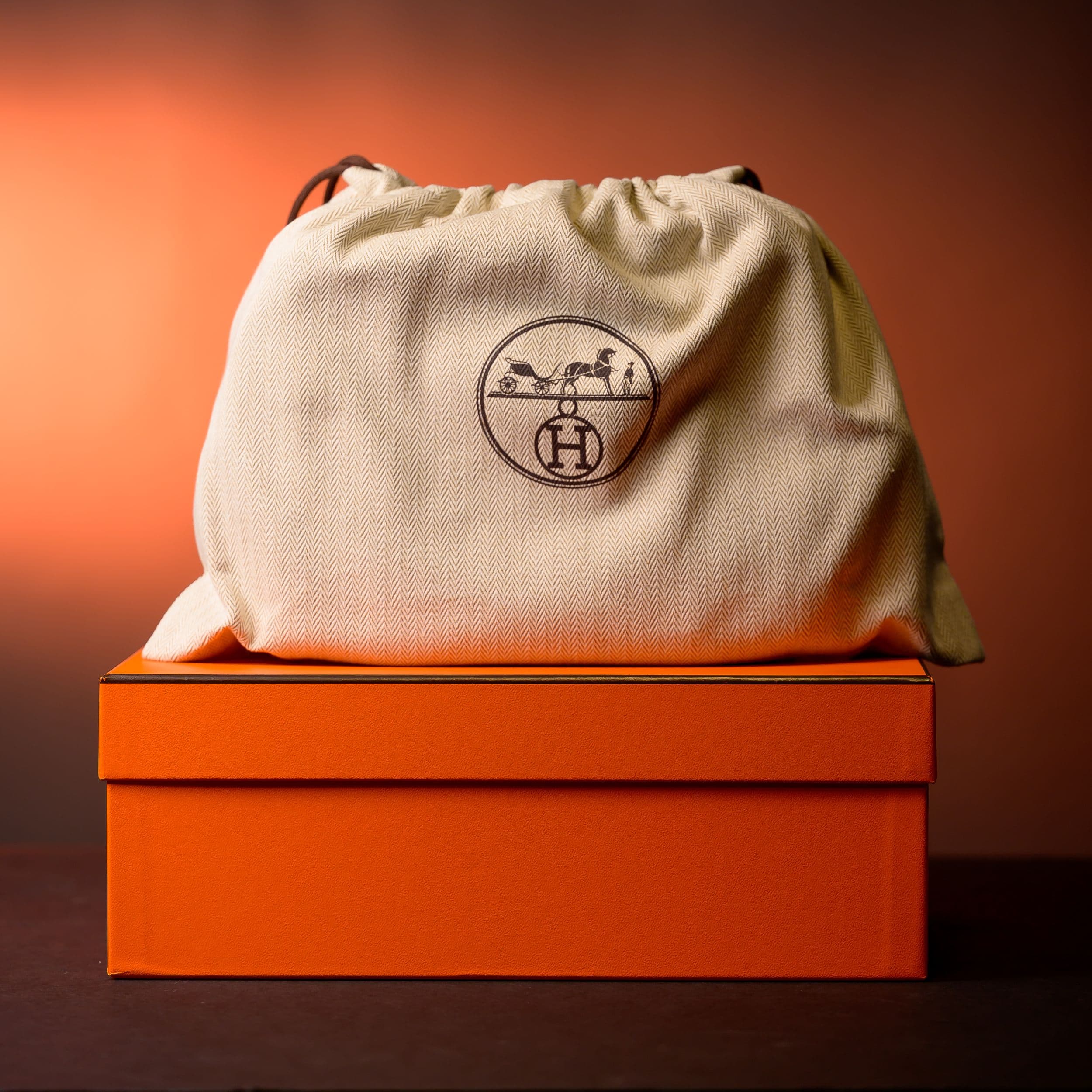 Hermes dust bag on its box