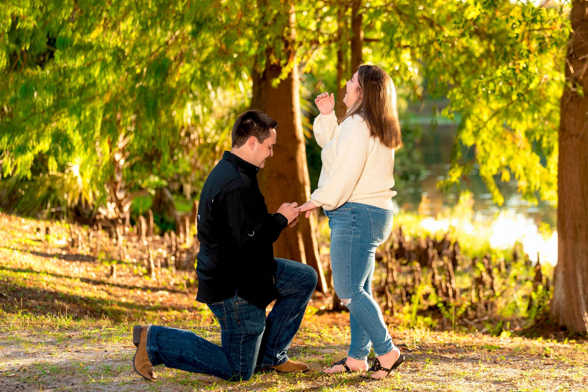 Autumn Proposal by the Lake wedding