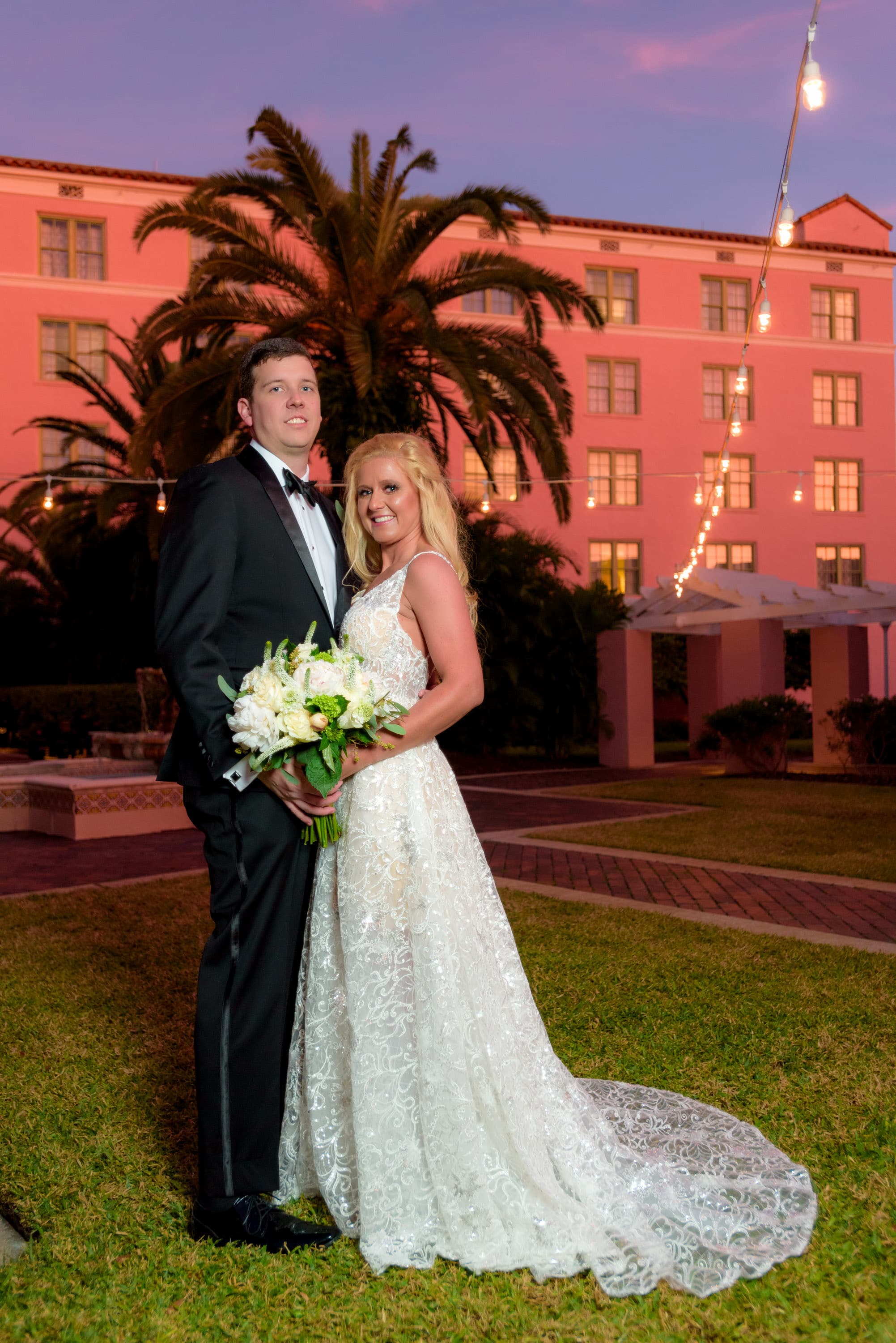 Pink Hotel Wedding at Dusk — photo 1 of 2